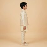Kids Kurta Pajama Set with embroidered jacket for boys - Ivory - 8 years - Image 4