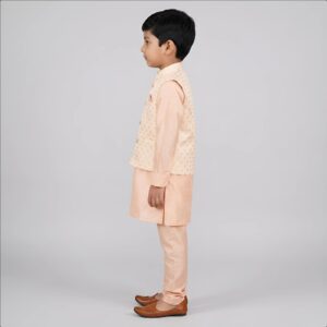 Peach Kids Kurta Pajama Set with Jacket Age 6