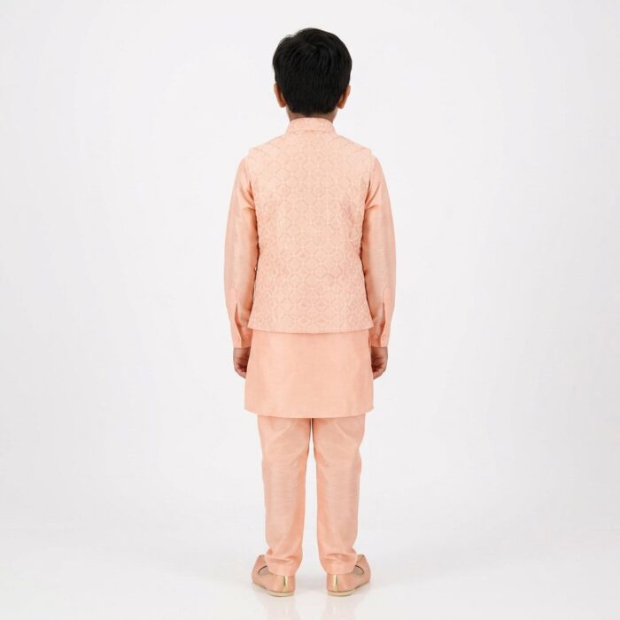 Boys Ethnic Wear Set with Plain Kurta Matching Pajama and Jacket