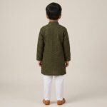 Kids Party wear Green Kurta Pajama Set