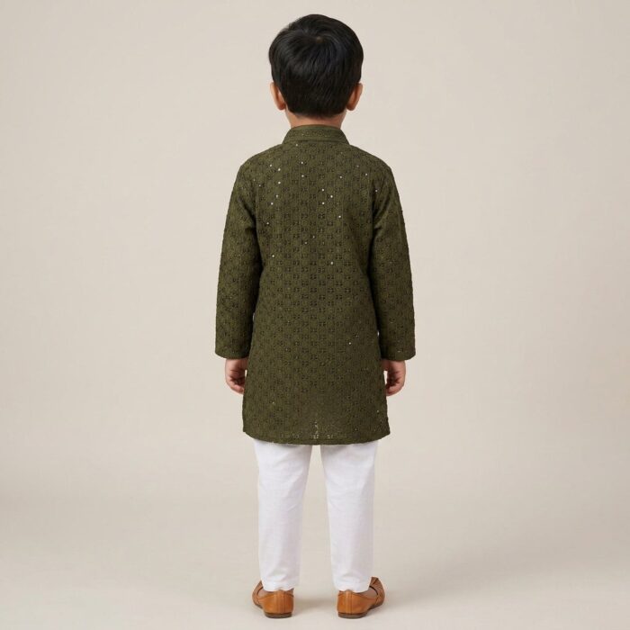 Kids Party wear Green Kurta Pajama Set