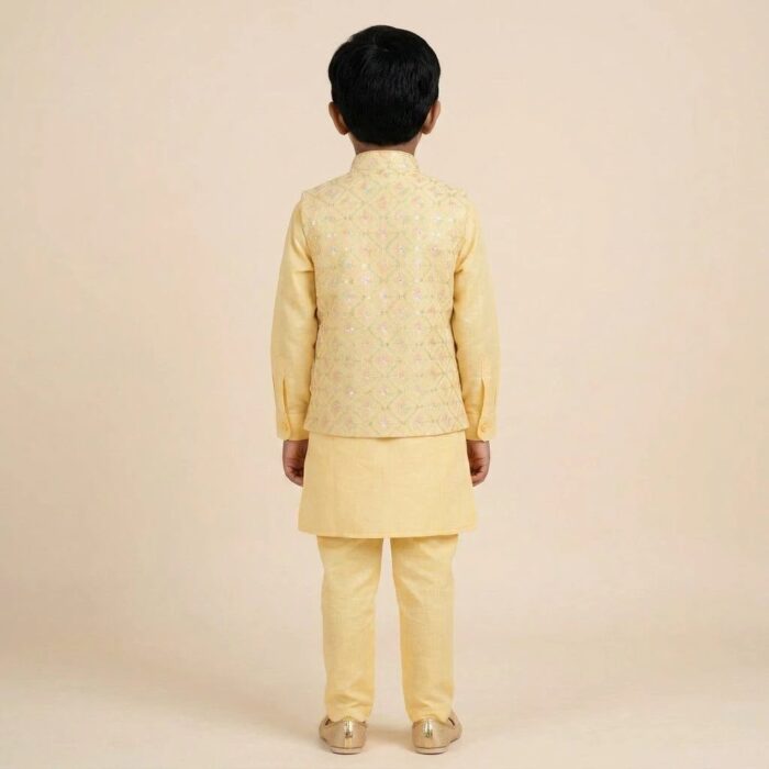 Stylish Boys Kurta Pajama with Matching Festive Jacket