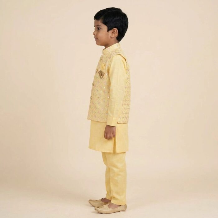 Stylish Boys Kurta Pajama with Matching Festive Jacket