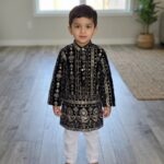 Kids Velvet Kurta Pajama Set for Boys 3-4 Years