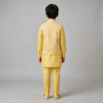 Kids Kurta Pajama Set with embroidered jacket for boys - Yellow - 8 years - Image 6