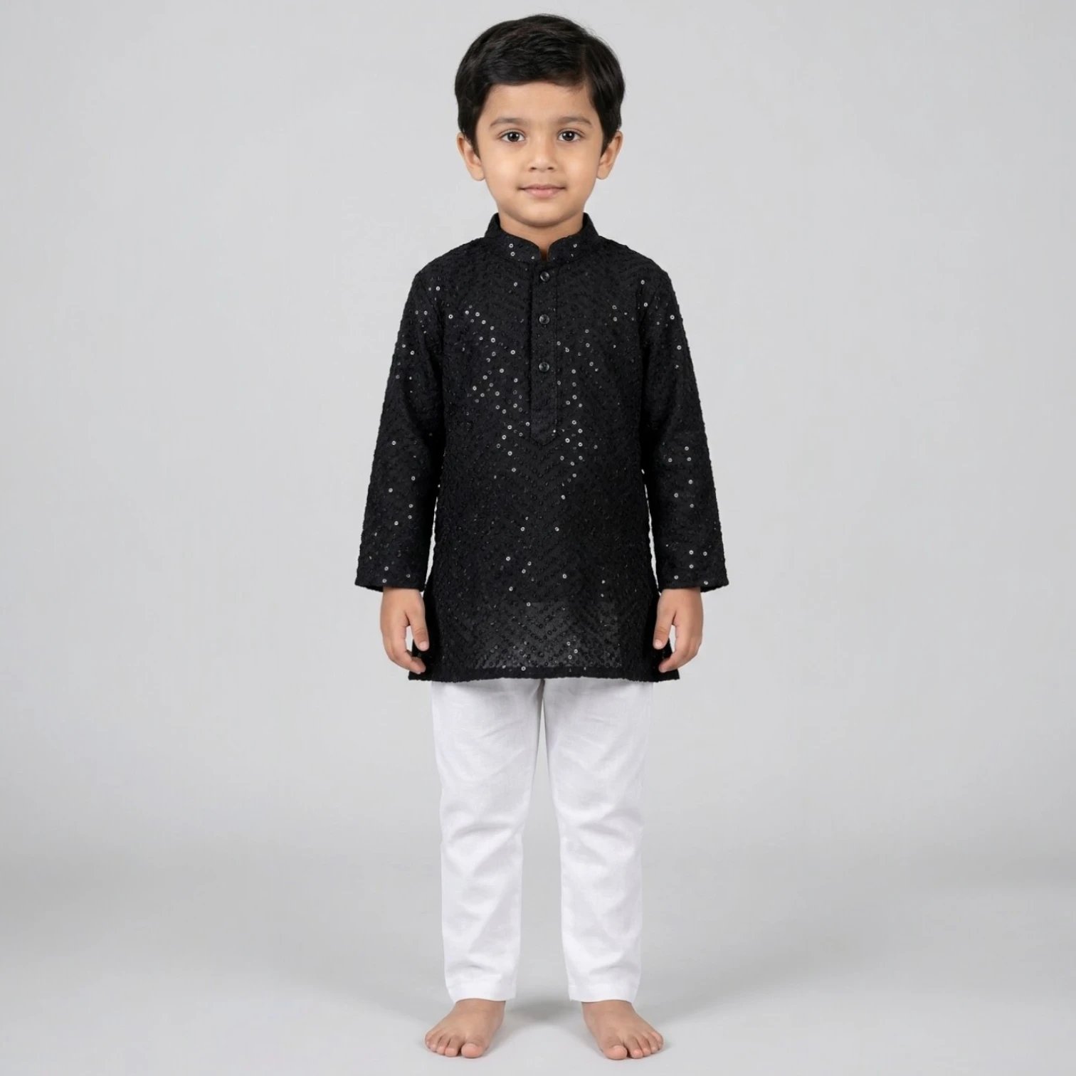 Boys Sequin Kurta with Cotton Pajama Kids Party wear Cotton Kurta Pajama Set for Boys 3-4 Years