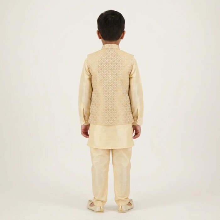 Kids Kurta Pajama Set with Koti Jacket - 6 years | 3 Pc ethnic wear - Image 4