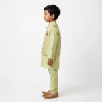 Pista Green Kids Kurta Pajama Set with Jacket Age 6
