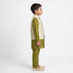 Kids Kurta Pajama Set with Koti Jacket - 6 years | 3 Pc ethnic wear - Image 3