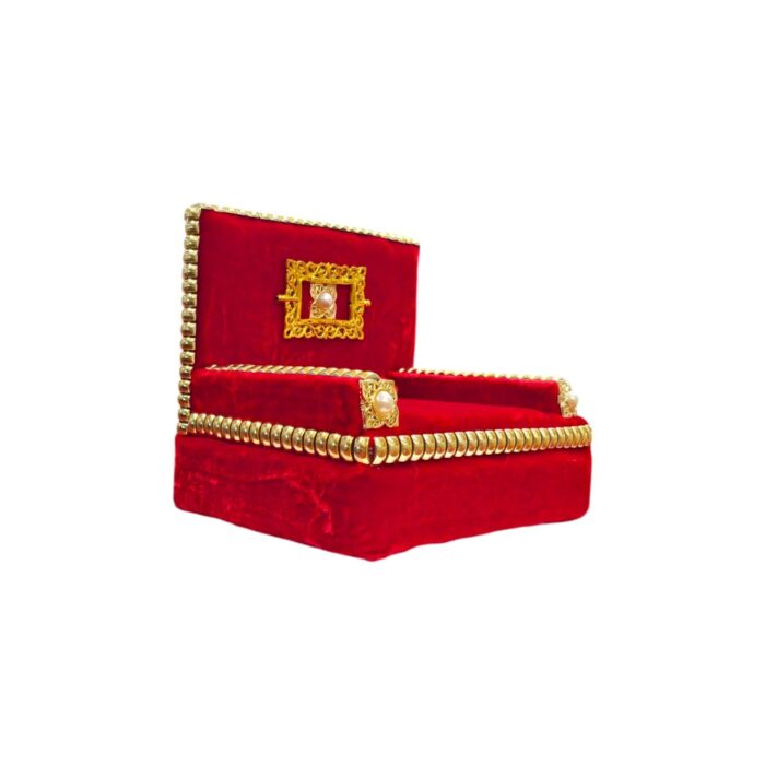 Royal Deity Singhasan - Velvet & Gold - Red - Image 4
