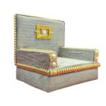 Premium Handcrafted Fabric Singhasan - Grey - Large with Box | Laddu Gopal Singhasan - Image 4