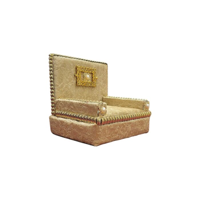 Royal Ivory Velvet Deity Singhasan with Pearl & Gold Embellishments - Image 5
