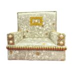 Premium Handcrafted Fabric Singhasan - White-Grey - Large with Box | Laddu Gopal Singhasan - Image 4