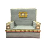 Premium Handcrafted Fabric Singhasan - Grey - Large with Box | Laddu Gopal Singhasan - Image 5