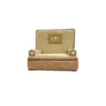 Royal Ivory Velvet Deity Singhasan with Pearl & Gold Embellishments - Image 4
