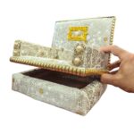 Premium Handcrafted Fabric Singhasan - White-Grey - Large with Box | Laddu Gopal Singhasan - Image 7