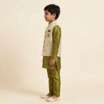 Kids Kurta Pajama Set with Koti Jacket - 8 years | 3 Pc ethnic wear - Image 3