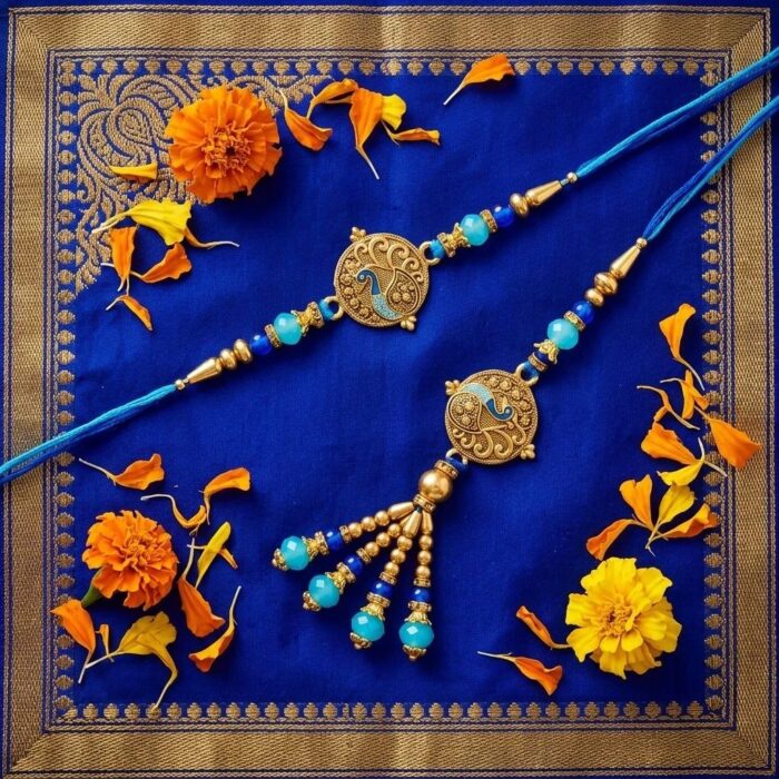 Bhai Bhabhi Rakhi combo | Bhai Rakhi and Bhabhi Lumba Rakhi set - Image 2