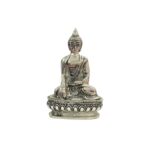 Brass Seated Buddha - Silver-Plated Statue - Image 4