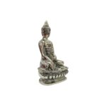 Brass Seated Buddha - Silver-Plated Statue - Image 2