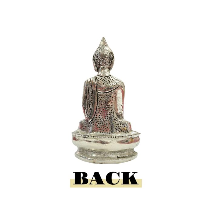 Brass Seated Buddha - Silver-Plated Statue - Image 9