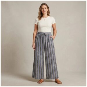 Women regular fit rayon palazzo with drawstring waist
