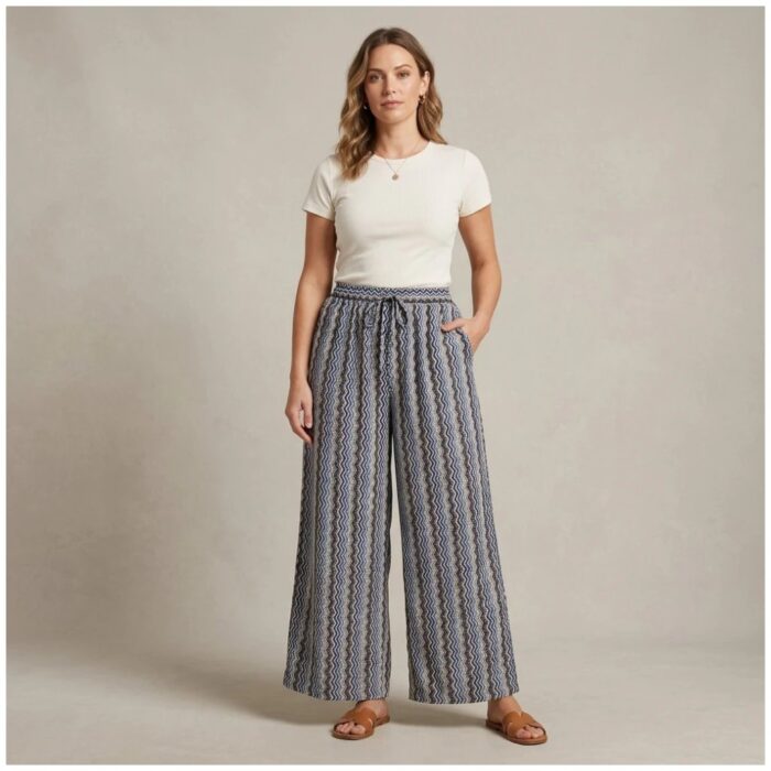 Women regular fit rayon palazzo with drawstring waist
