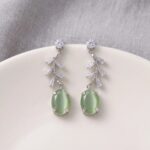Party Wear Lightweight Chrome Finish AD Stone Earrings