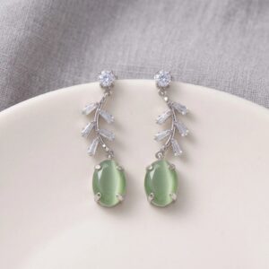 Party Wear Lightweight Chrome Finish AD Stone Earrings