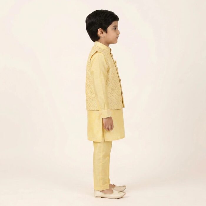 Stylish Boys Kurta Pajama with Matching Festive Jacket