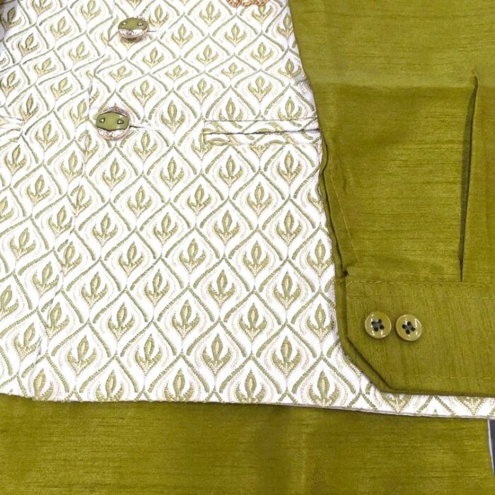 Kids Kurta Pajama Set with Koti Jacket - 6 years | 3 Pc ethnic wear - Image 5