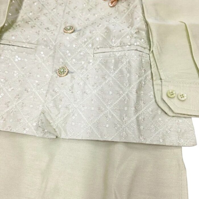 Kids Kurta Pajama Set with Koti Jacket - 6 years | 3 Pc ethnic wear - Image 5