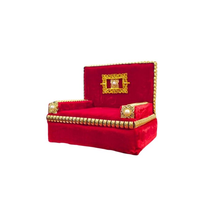 Royal Deity Singhasan - Velvet & Gold - Red - Image 3