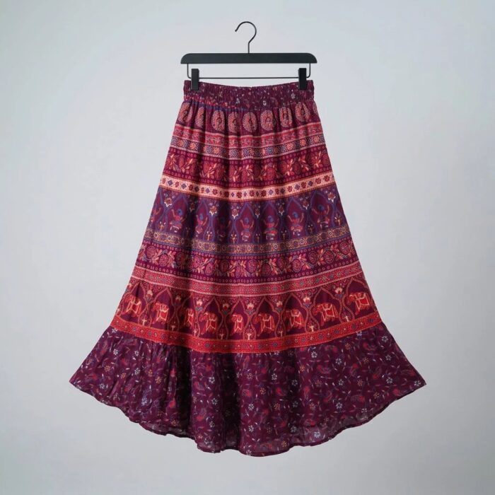 Printed long Cotton Skirt - Image 3