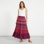 Printed long Cotton Skirt