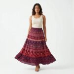 Printed long Cotton Skirt - Image 2