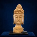 Hand carved wooden Buddha face statue – 6 Inch
