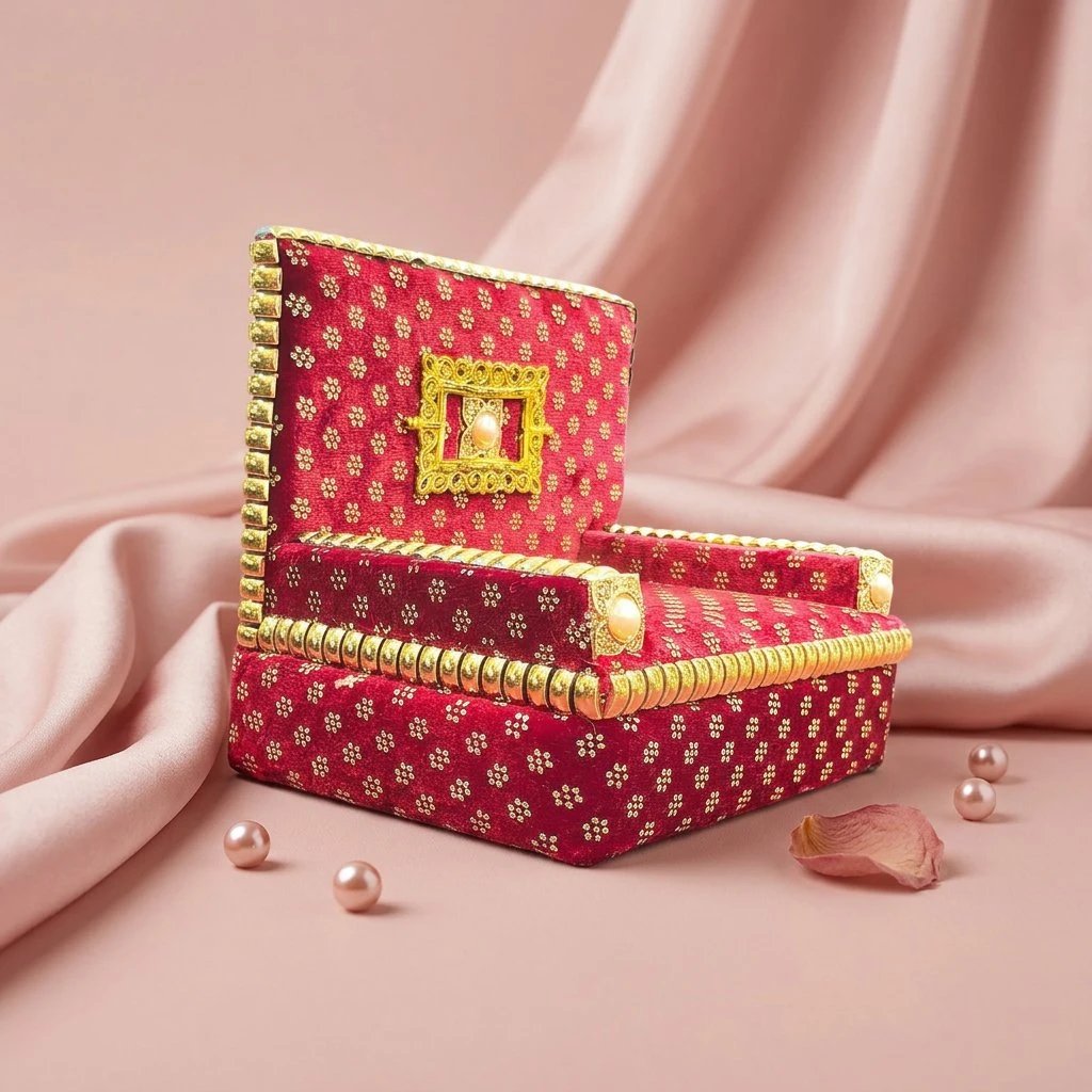product_08_blush_pink.webp Royal Velvet Wooden Deity Singhasan - Image 1