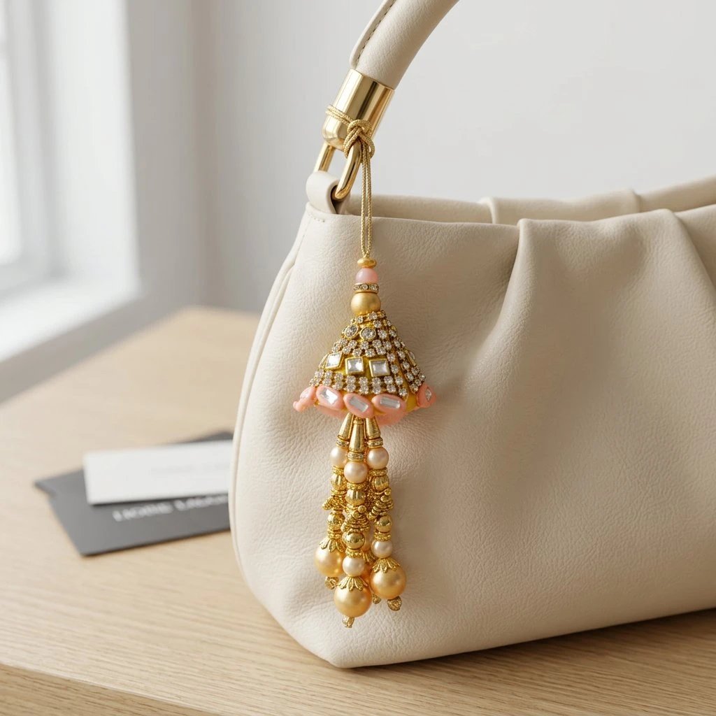 realistic_portfolio_1.webp Kundan Bag Charm | Designer Purse Accessory - Image 1