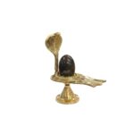 Brass Shivling Stand 5-Inch with Natural Shaligram Stone - Image 3