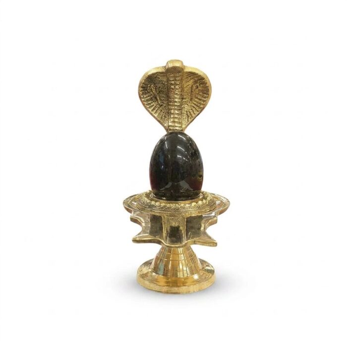 Brass Shivling Stand 5-Inch with Natural Shaligram Stone - Image 5