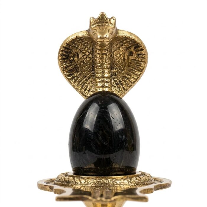 Brass Shivling Stand 5-Inch with Natural Shaligram Stone - Image 7