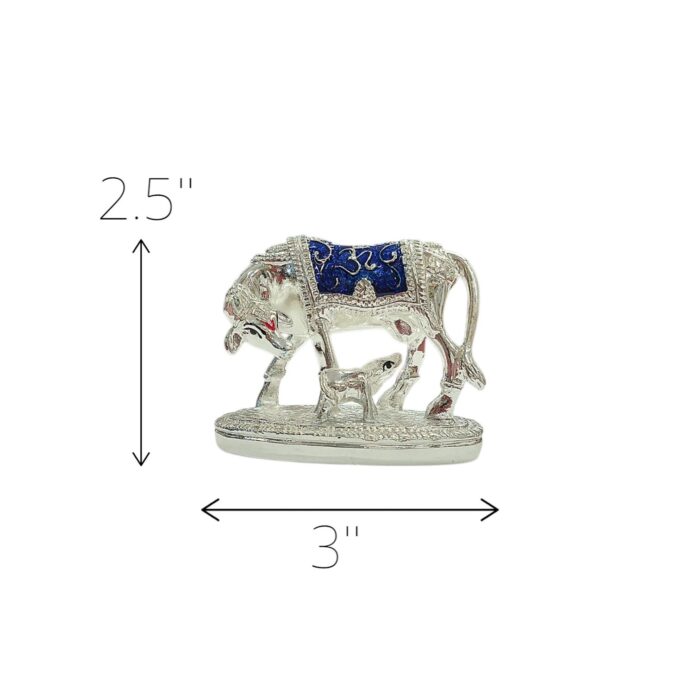 Silver Plated Small Kamdhenu cow - Blue - Image 7