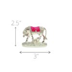 Silver Plated Small Kamdhenu - Pink - Cow and Calf - Image 7