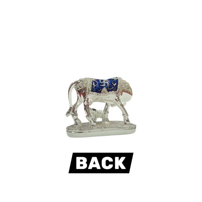 Silver Plated Small Kamdhenu cow - Blue - Image 6