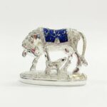 Silver Plated Small Kamdhenu cow - Blue - Image 2