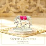 Silver Plated Small Kamdhenu - Pink - Cow and Calf