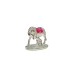 Silver Plated Small Kamdhenu - Pink - Cow and Calf - Image 6