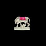 Silver Plated Small Kamdhenu - Pink - Cow and Calf - Image 3
