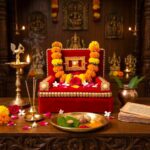 Royal Deity Singhasan - Velvet & Gold - Red - Image 2
